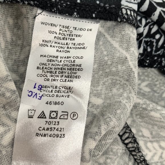 LOFT Paisley Print Blouse Black White Small Petite Elastic Cinched Waist Relaxed - Picture 7 of 11